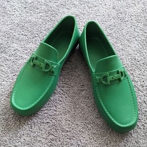 Aldo green shoes for men. Rubber material and metal detailing. Size 10